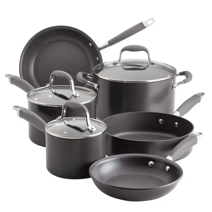 Advanced Home Hard Anodized Nonstick Cookware Pots and Pans Set, 9 Piece Moonstone