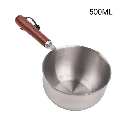 Stainless Steel Hot Oil Pan Hot Butter Warmer Flat Bottom Oil Splash Pan Saucepan For Boiling Milk Sauce Gravies 150/300/500ml