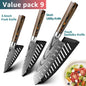 Kitchen Knife Set Professional Chef Knife 7CR17 Germany Stainless Steel Damascus Laser Meat Cleaver Slicing Santoku Cutter Tools
