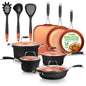 14Piece Nonstick Kitchen Cookware Set for Home Cooking and Professional Use PFOA PFOSFree Copper and HardAnodized Construction