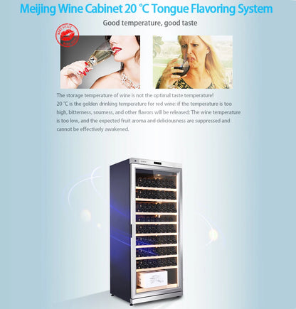 357L Wine Cooler Refrigerator Stainless Steel Wine Cabinet Intelligent Cellar for Red/White Wine Champagne Cocktail Liquor
