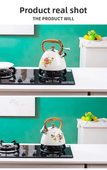 3L Color-Changing Flower Whistling Kettle, Stainless Steel Visual Alert When Water Boils, for Induction & Gas