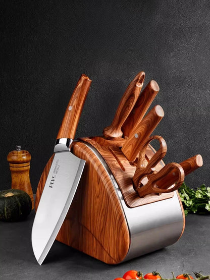 Professional Full 7 PCS Knife Set Stainless Steel Kitchen Knives Sets Best Kitchen Slicing with Knife Storage Block for Easy Kit