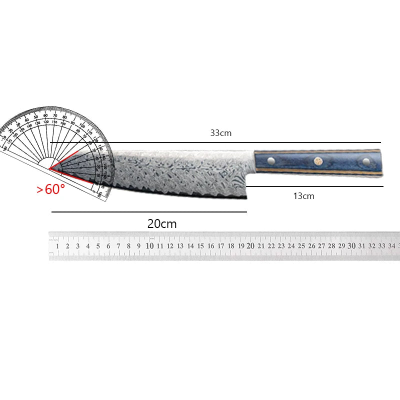 2026 New Damascus Pattern Japanese Kitchen Knife - High Hardness, Sharp Main Chef Knife for Cooks - Wooden Handle Kitchen Knife