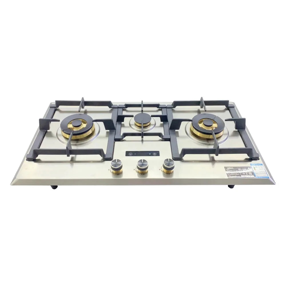 High Quality Built-In Household 3 Burner Stainless Steel Gas Stove with Battery Ignition and Flameout Protection