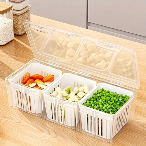 1 Set of Food Storage Containers Square Transparent Compartments for Refrigerators, Salad, Fruit, Vegetable And Condiment Boxes