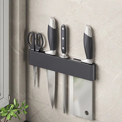 Wall-Mounted Kitchen Knife Holder No Punching Stainless Steel Storage Rack for Home Use 304 Steel Knife Insertion Rack