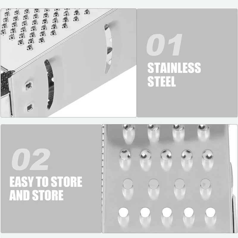Kitchen Stainless Steel 4-Sided Box Food Grater Vegetable Cheese Slicer Shredder