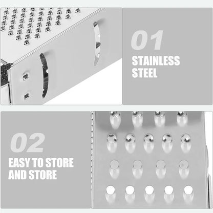 Kitchen Stainless Steel 4-Sided Box Food Grater Vegetable Cheese Slicer Shredder