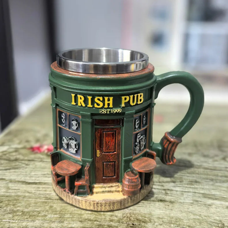 Novelty Irish Pub Design Coffee Mug Vintage Bar Style Cup for Daily & Gift Use