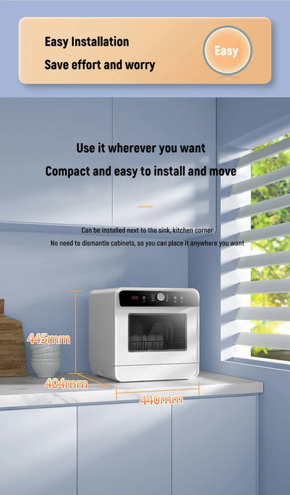 Tabletop Dishwasher Machine Automatic Stainless Steel Countertop  Portable Smart Mini Dishwashers  for Home