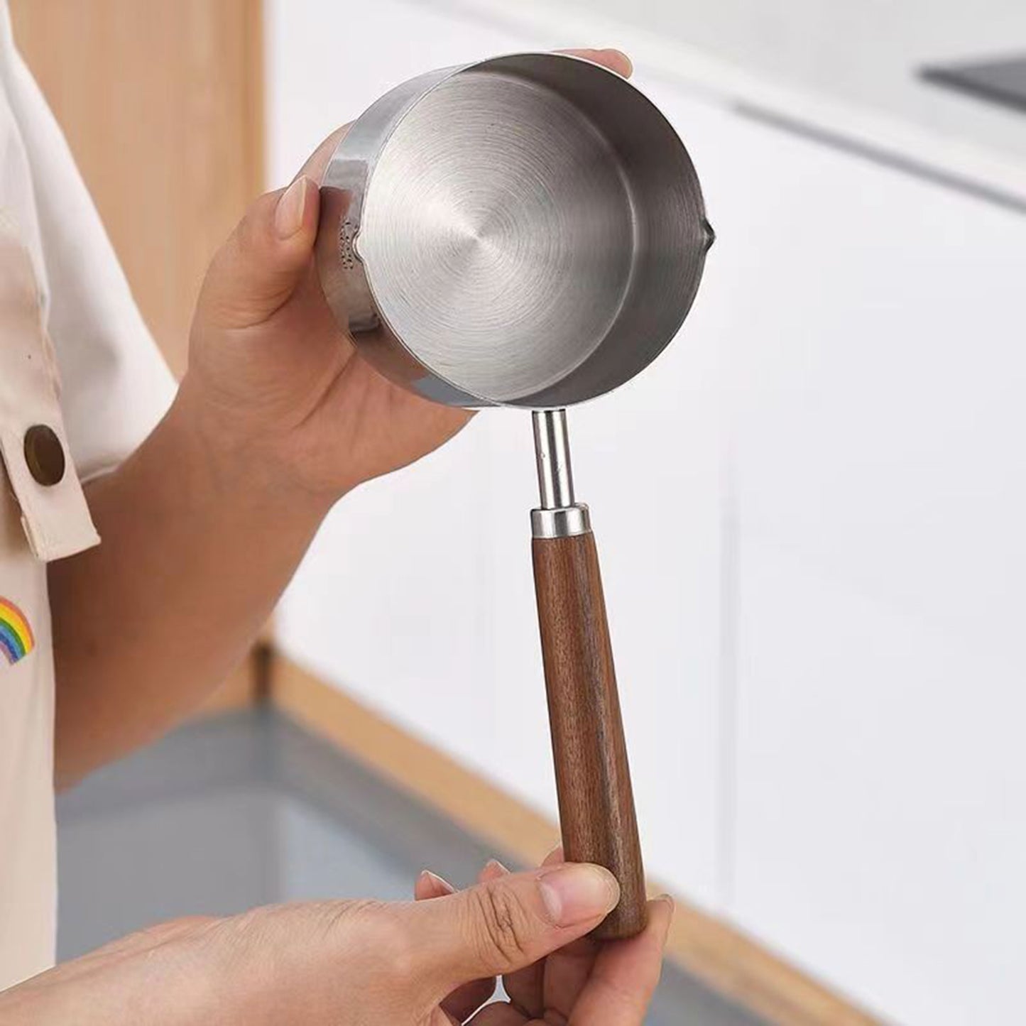 Butter Warmer Flat Bottom Stainless Steel Mini Butter Hot Pots Oil Pan Small Saucepan for Boiling Milk Sauce Gravies