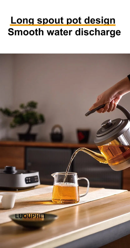 1350W Electric Kettle Fully Auto Bottom Pumping Quick Boiling Kettle Tea Maker Office Glass Temperature Control Teapot 1000ml