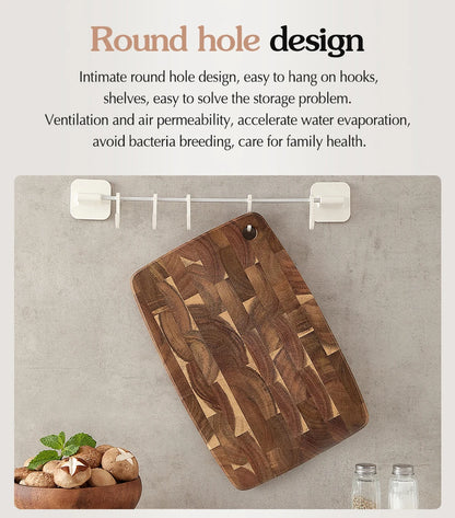 XINZUO End Grain Board Selected Acacia Wood 36x24cm Seamless Design 40% Improved Shock Absorption for Meat, Bread & Vegetable
