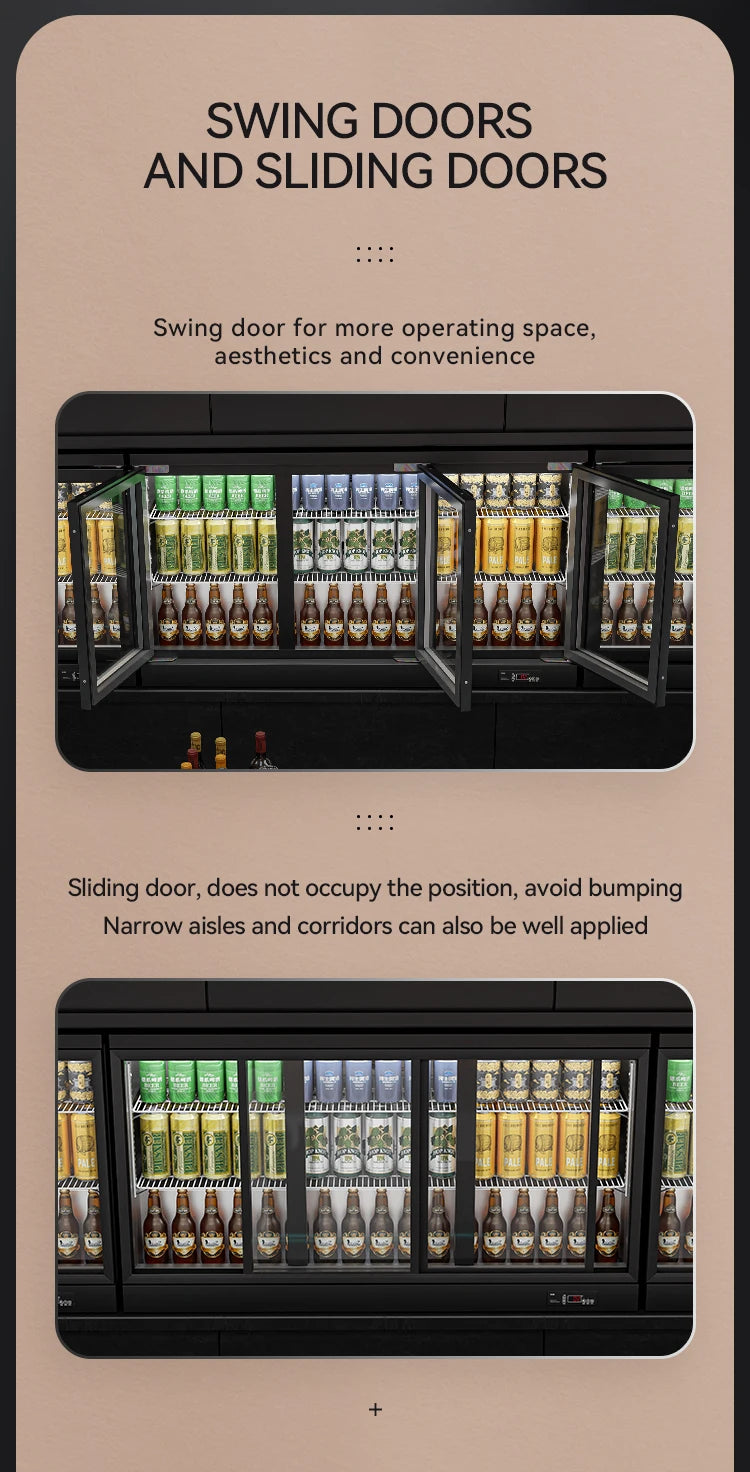 2 Doors Fridge Glass Beverage Display Fridge Party Ice Drink Back bar Bottle Built in Wine Cooler Under Counter