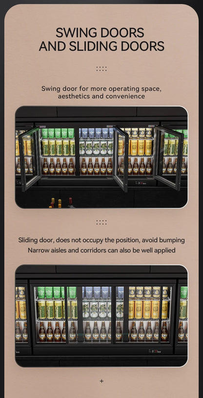 2 Doors Fridge Glass Beverage Display Fridge Party Ice Drink Back bar Bottle Built in Wine Cooler Under Counter