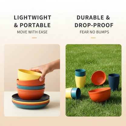 32-Piece Wheat Straw Dinnerware Set | Service for 8 | BPA-Free, Unbreakable, Microwave & Dishwasher Safe | Colorful Plates, Bowl