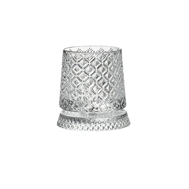 280ml Rotating Whiskey Glass Crystal Rum Glass Cocktail Party Drinking Gift Creative Crystal Premium Beer Glass