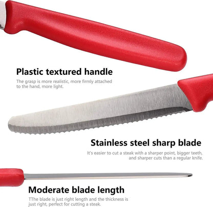 Steak Knives Set of 4/6/8 Stainless Steel Serrated Round Tip Fruit And Vegetable Paring Baking Toast Serrated Bread Knives