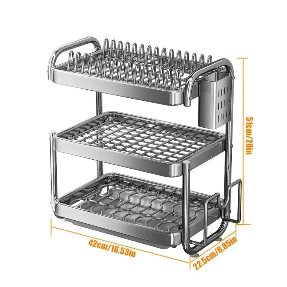 New C Type Dish Drying Rack 304 Stainless Steel Rustproof Kitchen Organizer Rack Bowl Drain Rack Kitchen Storage Shelf
