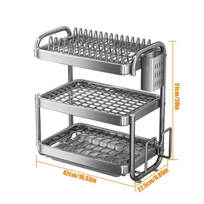 New C Type Dish Drying Rack 304 Stainless Steel Rustproof Kitchen Organizer Rack Bowl Drain Rack Kitchen Storage Shelf