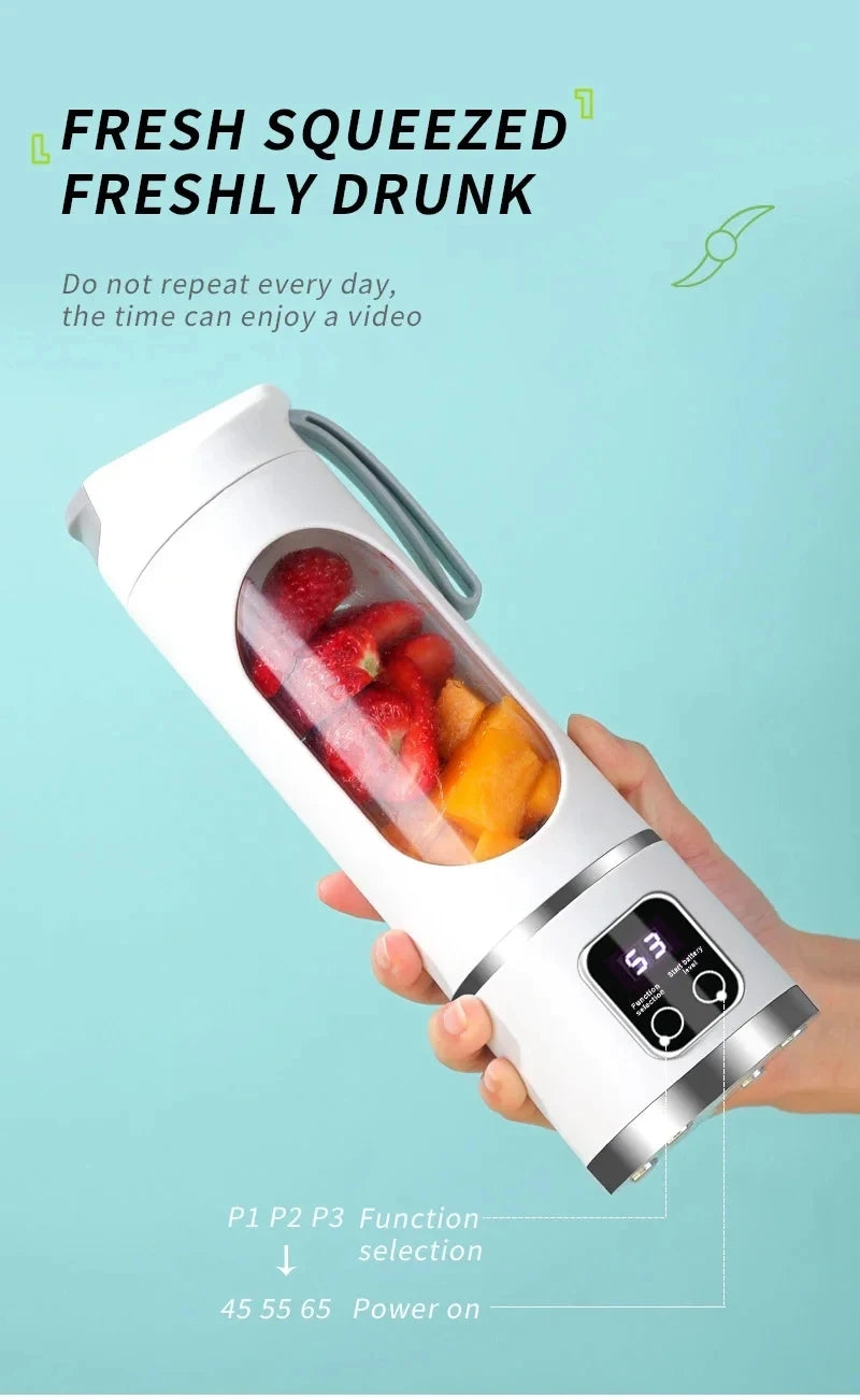2026 New Household Charging MINI Crushed Ice Electric Juicer Powerful Motor 450ML Large Capacity Digital Display Juice Cup