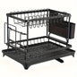 Large-Capacity Double-Layer Kitchen Storage Rack with Drainage, Lockable Metal Tableware Stand for Bowls, Kitchen Organizers
