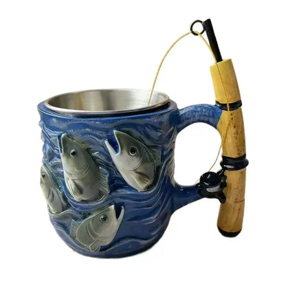 New Artistic Resin Inner Cup Fishing Lover's Dream Mug Fun Personalized Gift For Friends Kitchen Dining Bar Drinkware