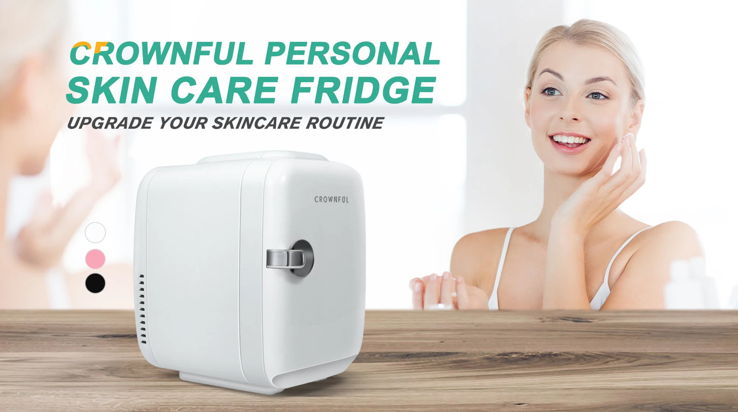 Crownful 4L Mini Fridge 110V 220V Beauty Makeup Skincare Refrigerator AC/DC Heated Cooling Beauty Refrigerator Car Mini Fridge