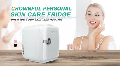 Crownful 4L Mini Fridge 110V 220V Beauty Makeup Skincare Refrigerator AC/DC Heated Cooling Beauty Refrigerator Car Mini Fridge