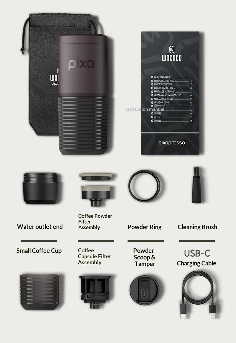 Wacaco Pixapresso Portable Electric Espresso Coffee Capsule Machine Battery Powered For Outdoor Camping Hiking Travel Home Cafe