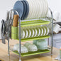Dish Drying Rack Kitchen Adjustable Stainless Steel 2 Tier Plates Organizer Dish Bowl Drainer Storage Rack Kitchen Utensils