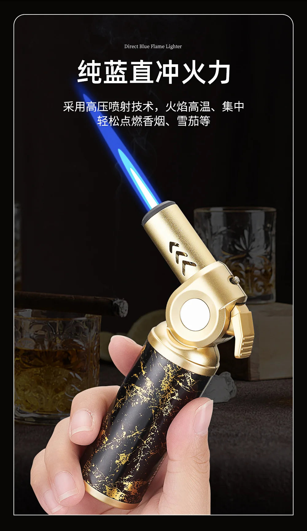 JOBON Metal Windproof Cigar Lighter Camping Kitchen BBQ Baking Tool Welding Gun Turbine Torch Lighters smoke accesoires