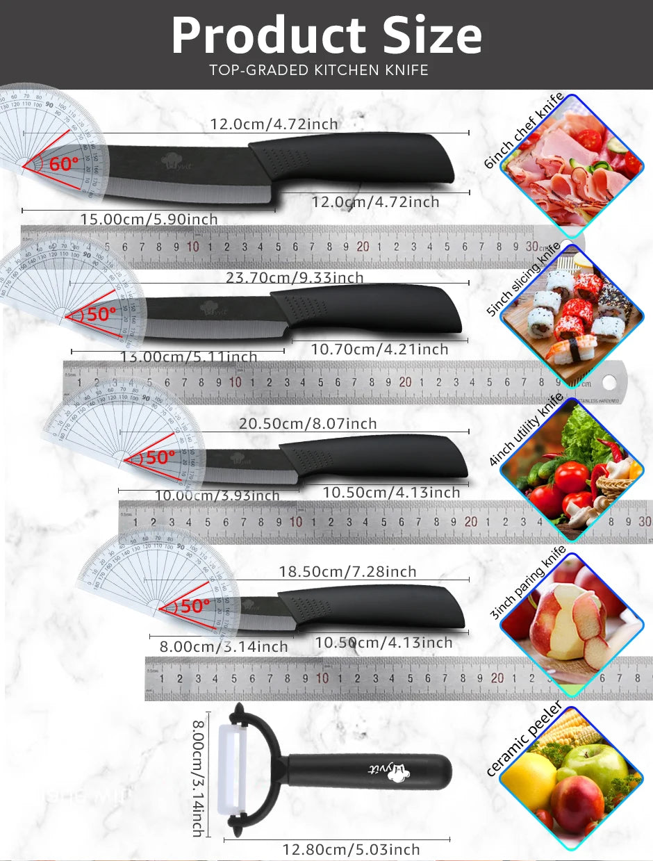 Ceramic Knives Kitchen knives Set 3 4 5 6 inch Chef knife Cook Set Chef Utility Slicer Vegetable Peeler White Zirconia Blade
