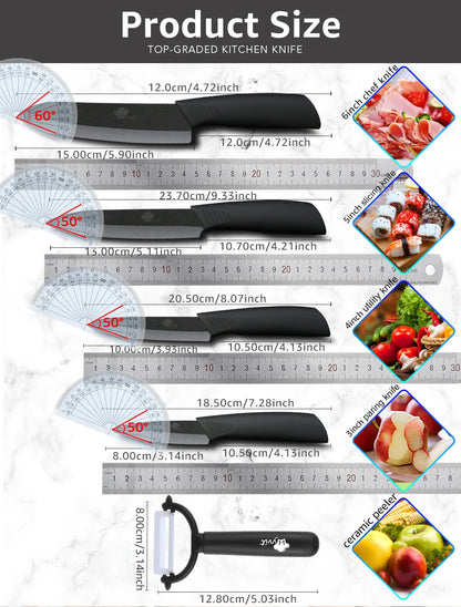 Ceramic Knives Kitchen knives Set 3 4 5 6 inch Chef knife Cook Set Chef Utility Slicer Vegetable Peeler White Zirconia Blade