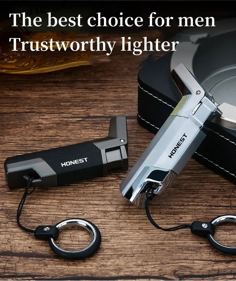 New Metal Cigar Lighter Windproof Flame Turbo Lighter Welding Torch Butane Gas Cigar Lighters Gift Spray Gun Kitchen Outdoor BBQ