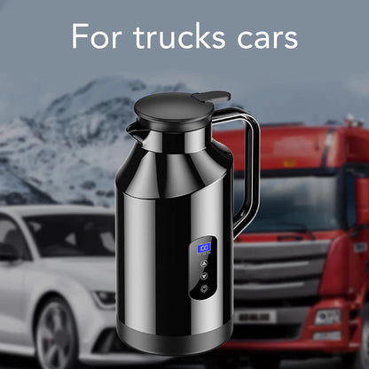 1500ML Car Hot Kettle Portable Water Heater Auto 12V 24V for Tea Coffee Stainless Steel Display with Cigarette Lighter Plug