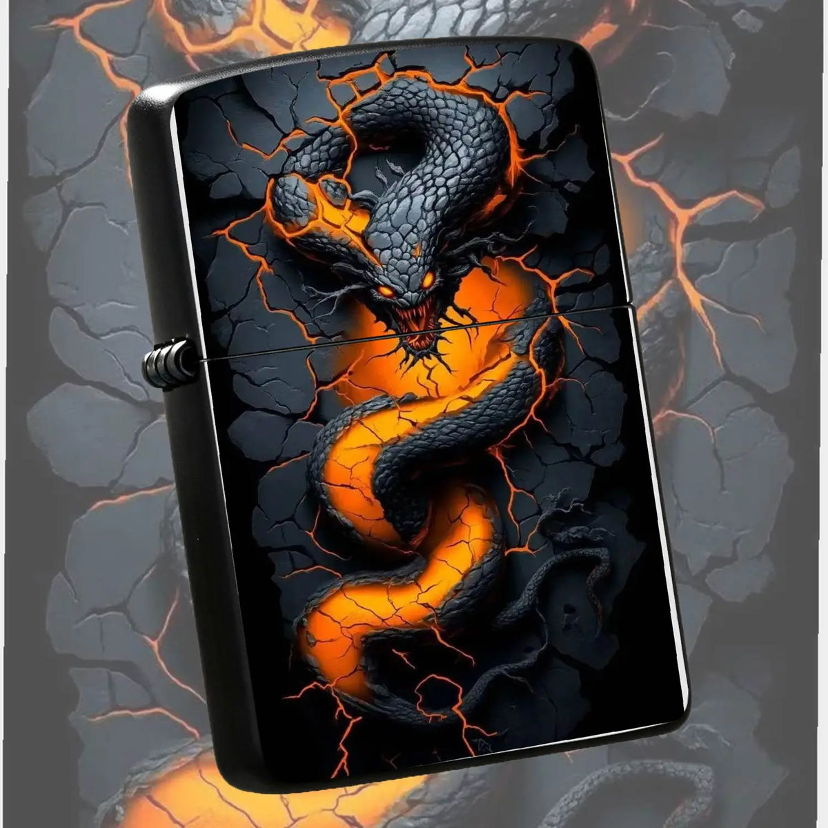 Lava Glow Serpent Pattern Lighter, Cool Cracked Magma Snake Design Portable Igniter, Stylish Dark Aesthetic Accessory For Daily Use, Party, Outdoor Camping, Gifting To Friends And Family, Unique Eye-Catching Decorative Practi