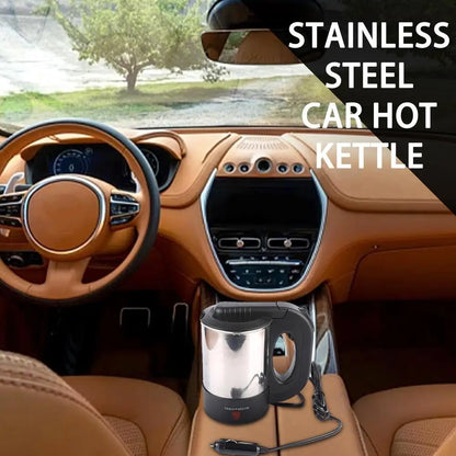 Car Water Boiler 500ml 12V/24V Electric Kettle For Truck Truck Stainless Steel Car Coffee Mug Heated Water Cup Pot Bottle