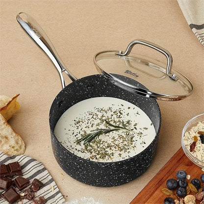 1PCS Saucepan with Lid, Ultra Nonstick Sauce Pan with Lid, 1qt Small Pot, Granite Nonstick Saucepan 1 quart