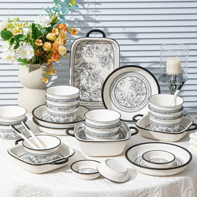 Underglaze Color, Ceramic Tableware, Gift Box Set, Dishes, Soup Bowls, Combination Package.