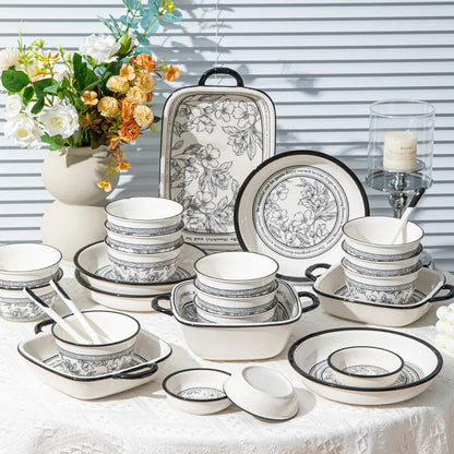 Underglaze Color, Ceramic Tableware, Gift Box Set, Dishes, Soup Bowls, Combination Package.