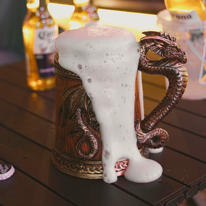 2026 Medieval Large Dragon Barrel Beer Tankard 304 Stainless Steel Inner Tea Coffee Mug Stein Cup 500 ml