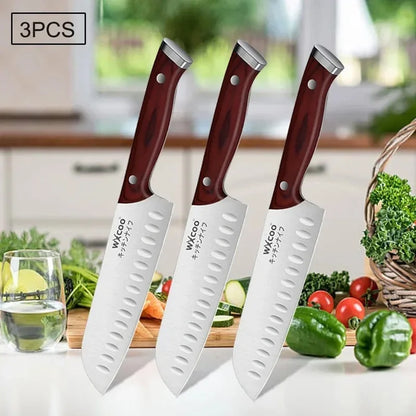 WXCOO 1-5pcs Professional Kitchen Knife Set Ultra Sharp Chef's Knife Meat Cleaver Fruit Slicing Stainless Steel Cutting Board