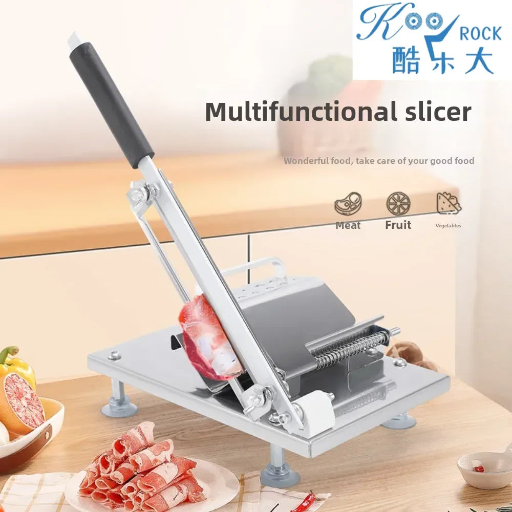 Multi-Functional Manual Meat Slicer - Stainless Steel Home & Commercial Slicing Machine for Lamb, Beef & Frozen Meat Cuts