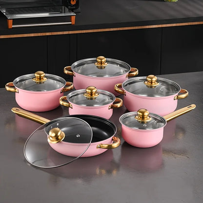 13pcs Tri-Ply Stainless Steel Cookware Set with Lids, Pots And Pans Kitchen Set, Induction-Ready, Pots And Pans Set, Induction