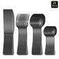 4/6/16/24pcs Black stainless steel cutlery 1010 round handle knife, fork and spoon cutlery set suitable for home and hotel