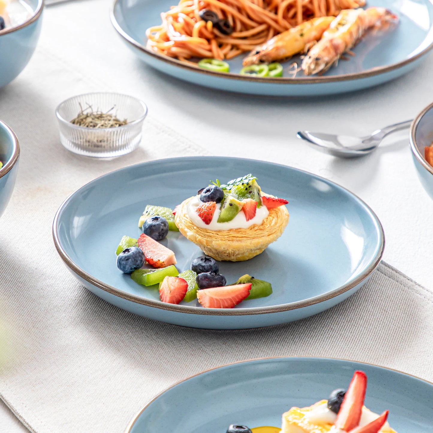 VANCASSO NYMPH 16/32 Piece Ceramic Glaze Tableware Set with Dinner/Dessert/Soup Plate/Bowl  For 4/8 Person 4 Color Optional