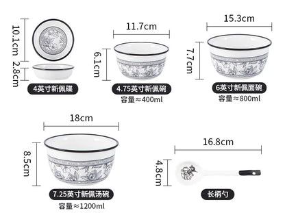 Underglaze Color, Ceramic Tableware, Gift Box Set, Dishes, Soup Bowls, Combination Package.