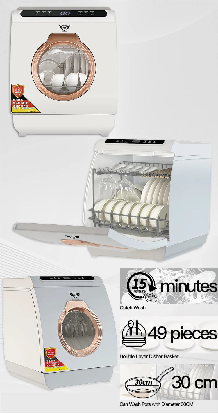 Q8-Max Household Free-installation Mini Dish Washing Portable Automatic  Freestanding Electronic Dishwasher Machine Home 8 Sets